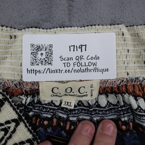 C.O.C Shirt Womens 3XL Multicolor Off The Shoulder Curvy Fit Rayon Eyelet - Picture 2 of 16